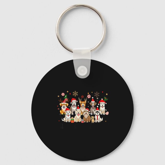 Merry Woofmas Cute Christmas Dogs Merry Christmas  Keychain (Front)