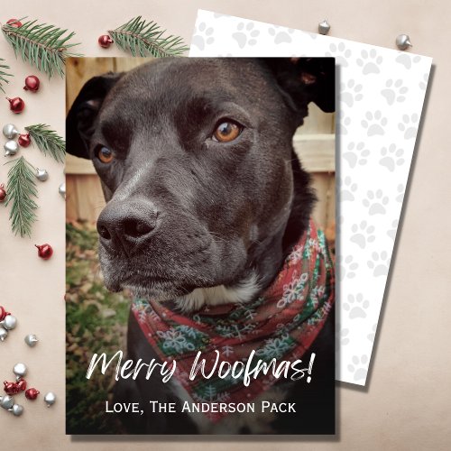 Merry Woofmas Cute Dog Photo Christmas Holiday Card