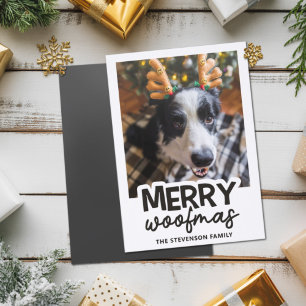 Merry Woofmas cute dog photo holiday Letterpress Photo Cards