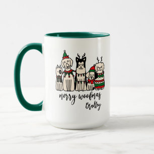 Merry Woofmas Cute Dogs Christmas Custom Name Mug
