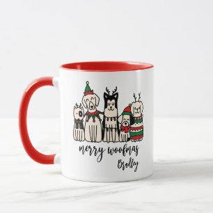 Merry Woofmas Cute Dogs Christmas Custom Name Mug