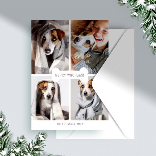 Merry Woofmas Dog Bone Photo Pet Collage Holiday Card