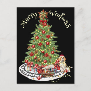 Merry Woofmas Dog Design- Beagle Postcard