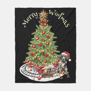 Merry Woofmas Dog Design- Great Dane Fleece Blanket