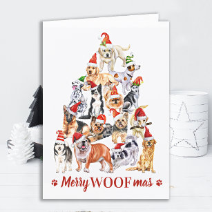 Merry Woofmas Dog Lover Christmas Pet Business  Holiday Card