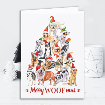 Merry Woofmas Dog Lover Christmas Pet Business  Holiday Card by BlackDogArtJudy at Zazzle