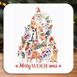 Merry Woofmas Dog Lover Christmas Tree Dogs Square Sticker<br><div class="desc">Send christmas greetings this holiday season with this cute Christmas tree dogs in a watercolor design. This dog lover holiday sticker features dogs of variety of breeds in santa hats. This dog christmas sticker is perfect for dog lovers, pet business, veterinarians, veterinary christmas cares, pet care, dog groomers, and pet...</div>