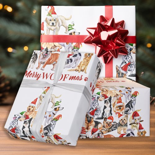 Merry Woofmas Dog Lover Christmas Tree Dogs Wrapping Paper