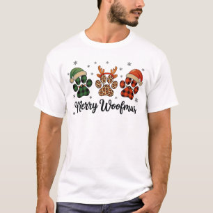 Merry Woofmas Dog Paw Christmas Cute Xmas Lights T-Shirt