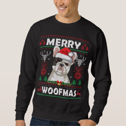 Merry Woofmas French Bulldog Christmas Dog Lover Sweatshirt