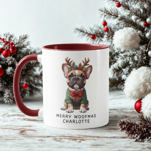 Merry Woofmas French Bulldog Frenchie Coffee Mug (Creator Uploaded)