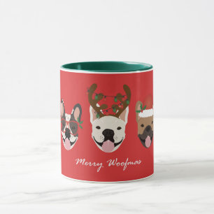 Merry Woofmas French Bulldogs Christmas Heads Mug