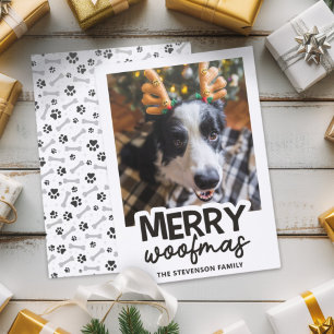 Merry Woofmas fun dog photo Christmas cute Letterpress Photo Cards
