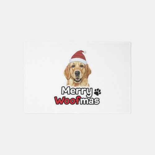 Merry Woofmas golden retriever dog lover   Rug