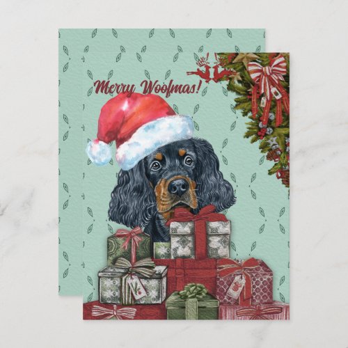 Merry Woofmas Gordon Setter Santa Hat Christmas Note Card