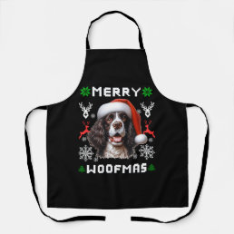 Merry Woofmas  Happy English Springer Spaniel Dog  Apron