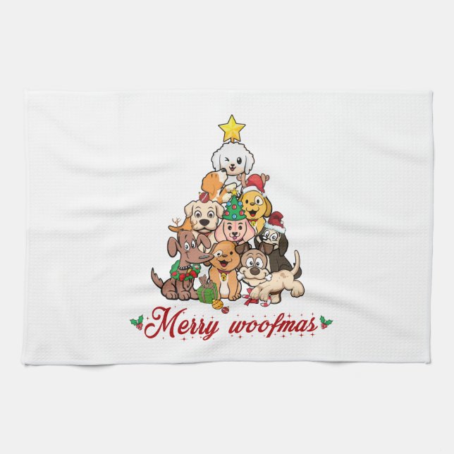Merry Woofmas Kitchen Towel (Horizontal)