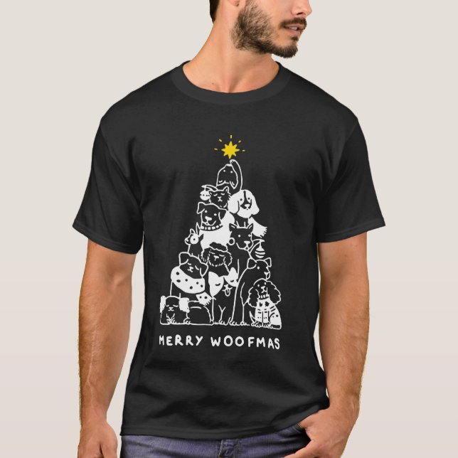 Merry Woofmas Loves Christmas Dog Gift T-Shirt (Front)