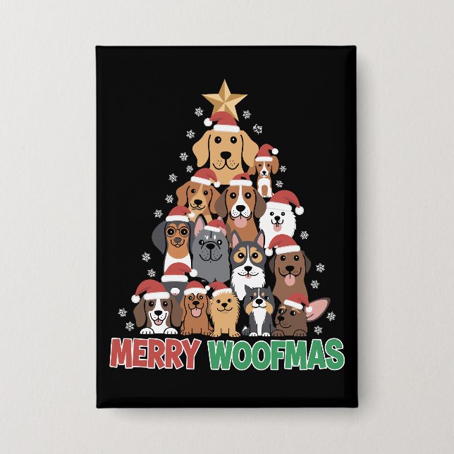 Merry Woofmas Merry Christmas Dog Lovers  Button (Front)