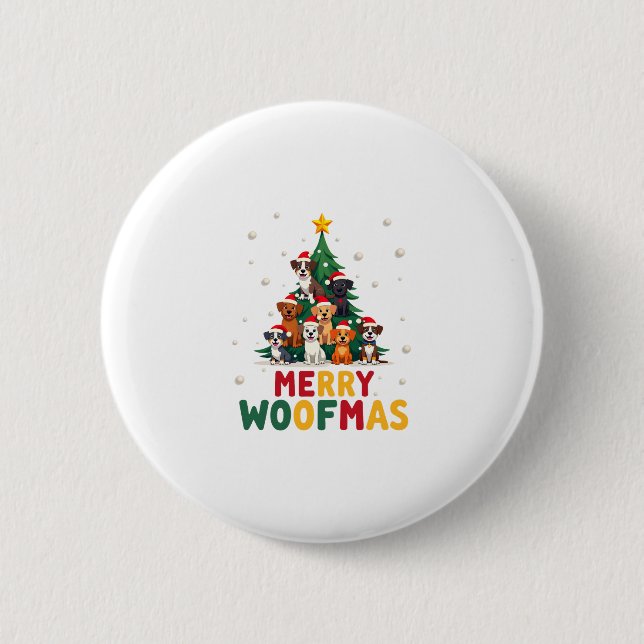 Merry Woofmas - Merry Christmas For Dog Lovers (1) Button (Front)
