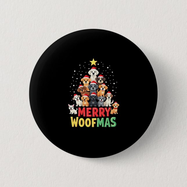 Merry Woofmas - Merry Christmas For Dog Lovers (2) Button (Front)