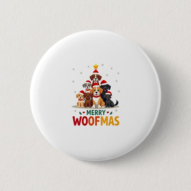 Merry Woofmas - Merry Christmas For Dog Lovers (3) Button (Front)