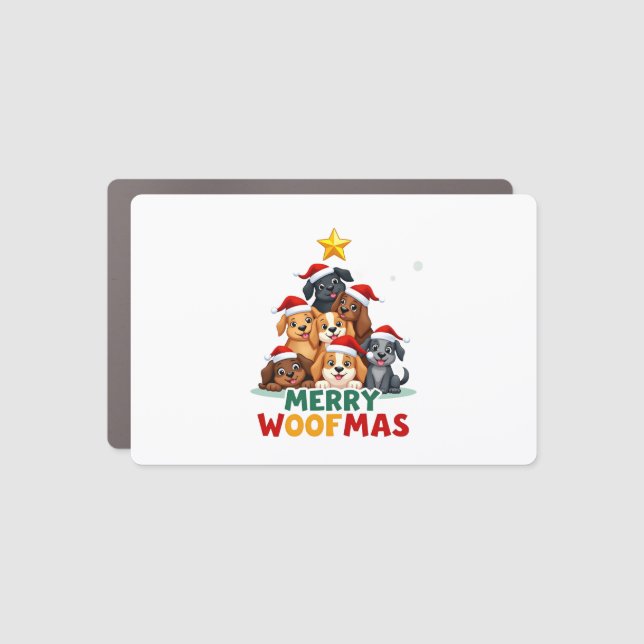 Merry Woofmas - Merry Christmas For Dog Lovers (4) Car Magnet (Front)