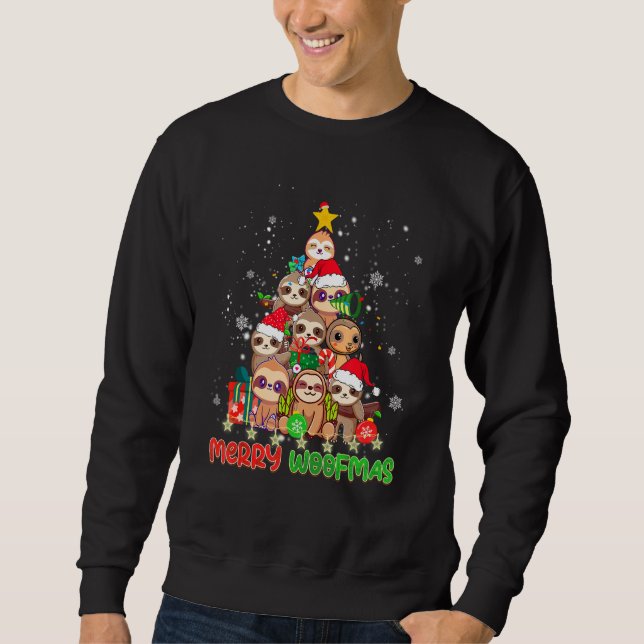 Merry Woofmas Merry Christmas For Sloth Sweatshirt (Front)