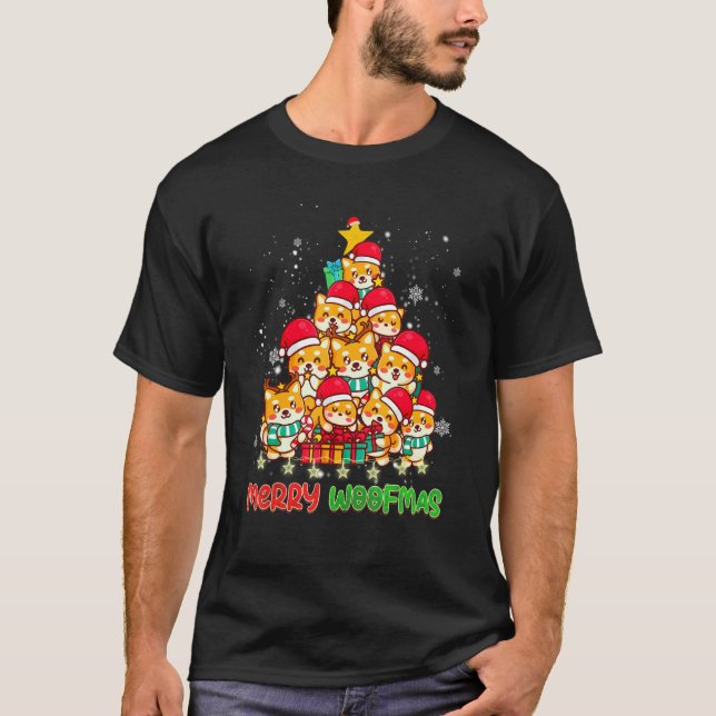 Merry Woofmas Merry Christmas For Welsh Corgi Dog T-Shirt (Front)