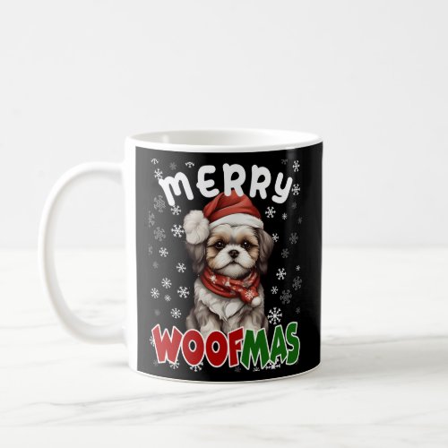 Merry Woofmas Merry Christmas Funny Shih Tzu Dog M Coffee Mug
