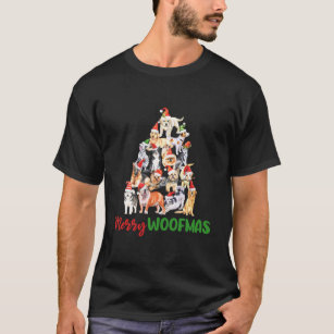 Merry Woofmas Merry Christmas Puppy Tree For Dog T-Shirt