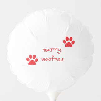 Merry Woofmas Paw Print Red Statement Balloon