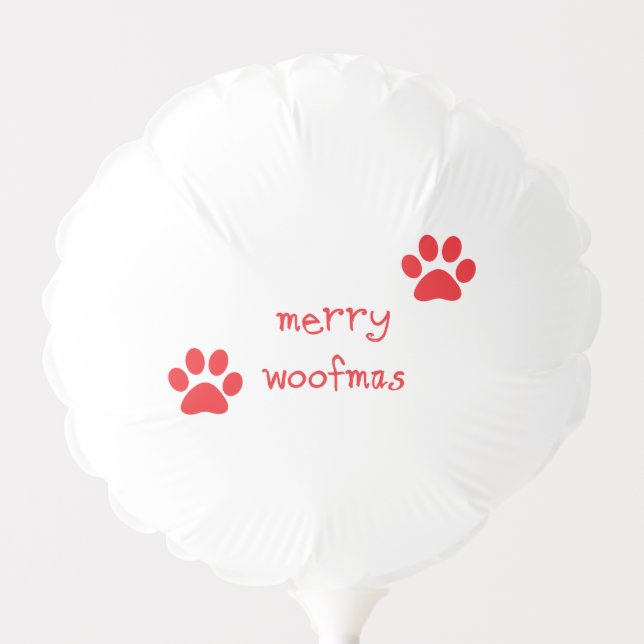 Merry Woofmas Paw Print Red Statement Balloon (Front)