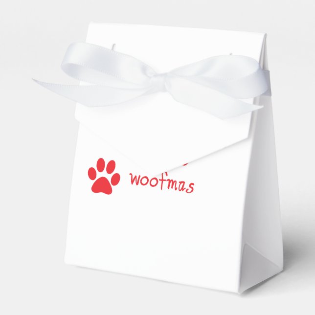 Merry Woofmas Paw Print Red Statement Ceramic Orna Favor Boxes (Front Side)