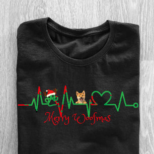 "Merry Woofmas" Pet Dog EKG Line T-Shirt