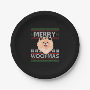 Merry Woofmas Pomeranian Christmas Dog Lover Gift  Paper Plates