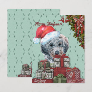 Merry Woofmas! Poodle Santa Hat Christmas Gift Note Card