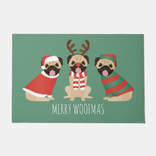 Merry Woofmas Pug Dogs Doormat