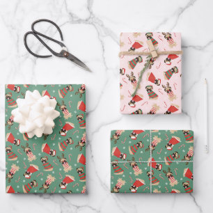 Merry Woofmas Pug Dogs Wrapping Paper Sheets