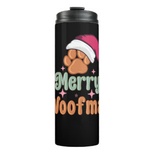 Merry Woofmas Retro Christmas pink Dog T shirt Des Thermal Tumbler