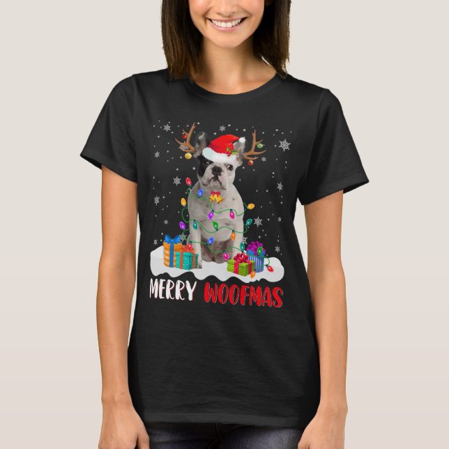 Merry Woofmas Santa French Bulldog Dog Xmas Dog Re T-Shirt (Front)
