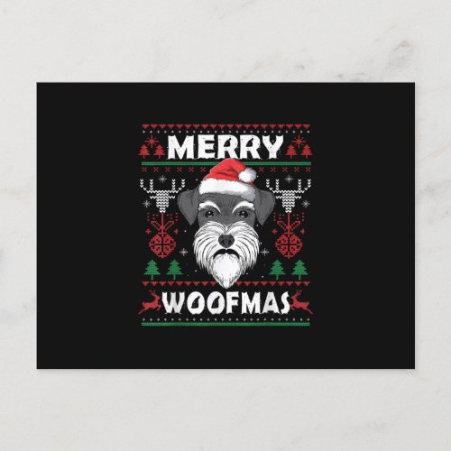 Merry Woofmas Schnauzer Christmas Dog Lover Pajama Announcement Postcard