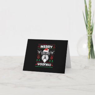 Merry Woofmas Schnauzer Christmas Dog Lover Pajama Letterpress Thank You Card