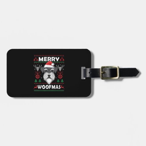 Merry Woofmas Schnauzer Christmas Dog Lover Pajama Luggage Tag