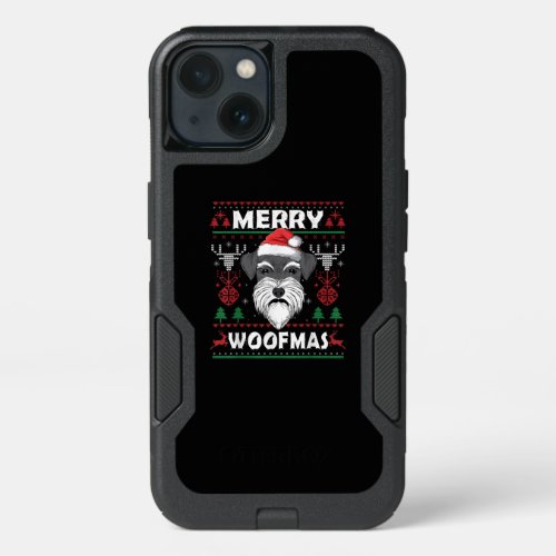 Merry Woofmas Schnauzer Christmas Dog Lover Pajama iPhone 13 Case