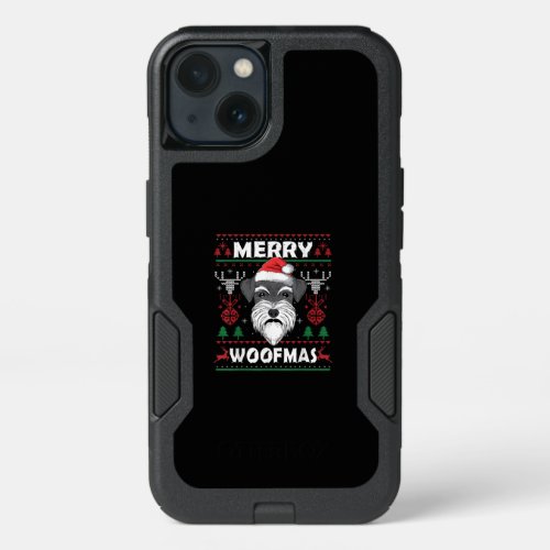 Merry Woofmas Schnauzer Christmas Dog Lover Pajama iPhone 13 Case