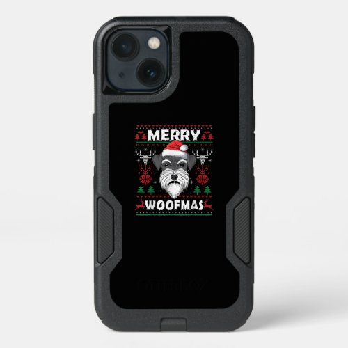Merry Woofmas Schnauzer Christmas Dog Lover Pajama iPhone 13 Case