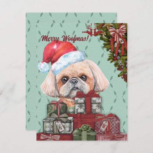 Merry Woofmas Shih Tzu Santa Hat Christmas Gift  Note Card