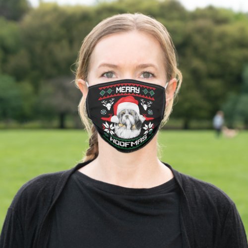 Merry Woofmas Shih Tzu X_Mas Adult Cloth Face Mask