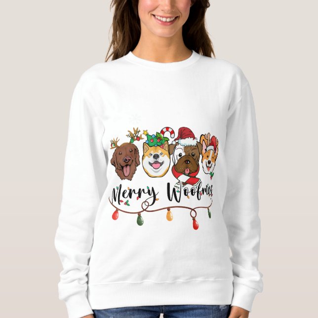 Merry Woofmas Typography T-Shirt Sweatshirt (Front)